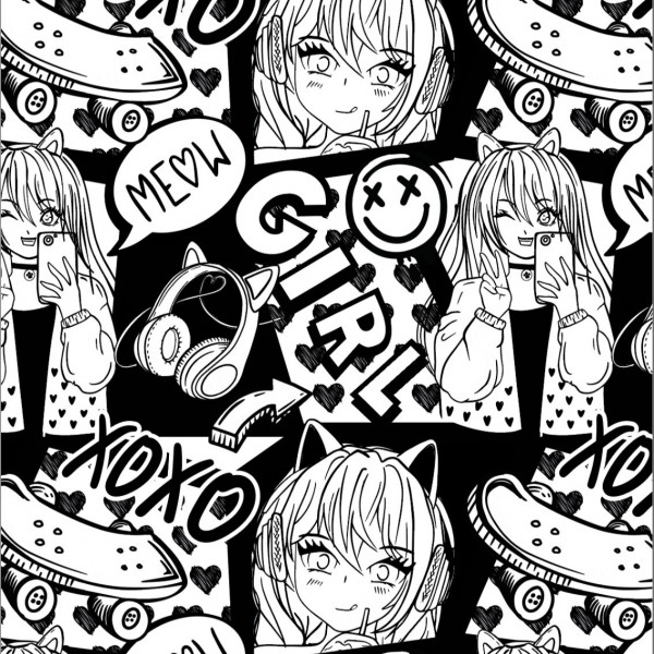 Sweat "Comic Girl" schwarz-weiß