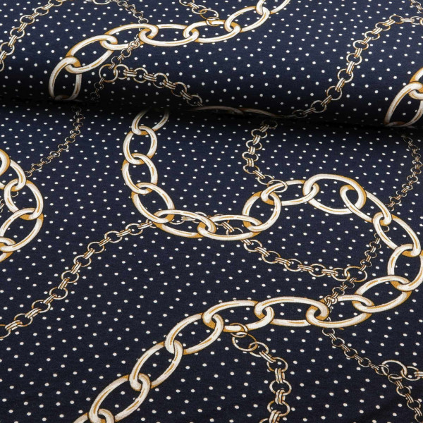 Viskosejersey "chains" navy