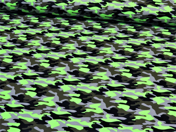 Baumwolljersey "Camouflage" neongrün