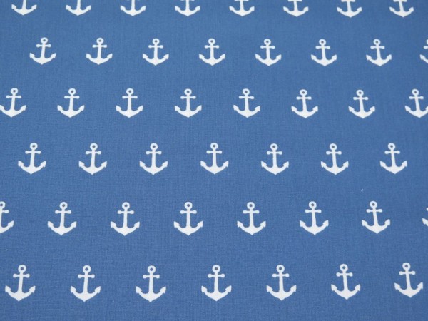Baumwollstoff "Anker" blau