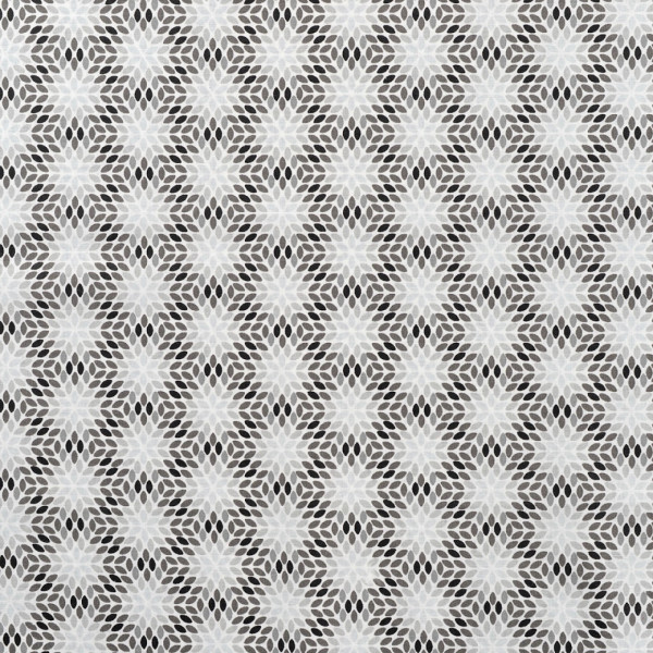 Baumwollstoff "RetroMuster" grau/weiss