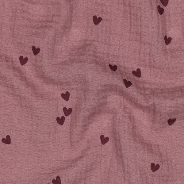 Musselin "Herzen" mauve