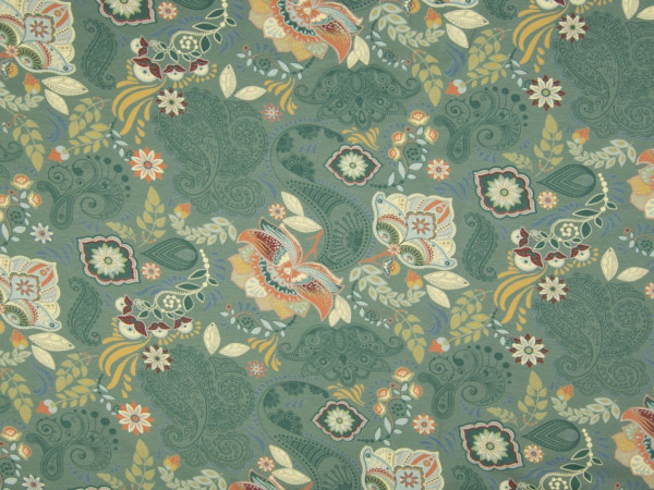 Baumwolljersey "Paisley" altgrün
