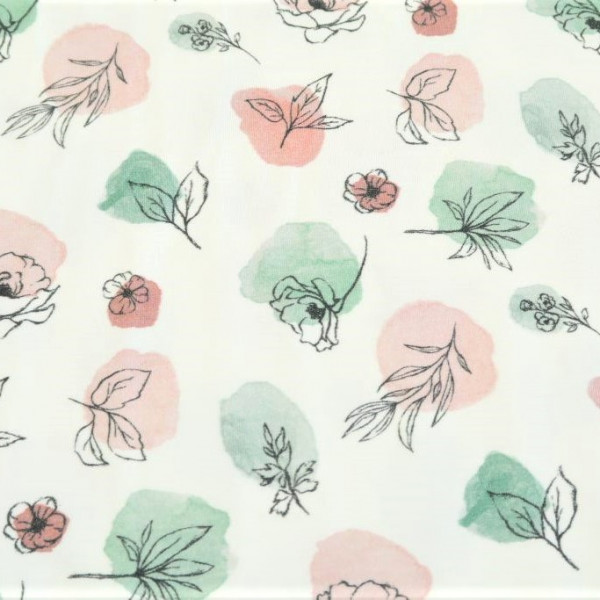 Baumwolljersey "watercolour Blumen" weiß