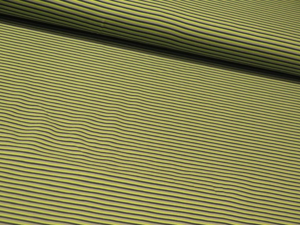 Baumwolljersey "Stripes" grau-grün