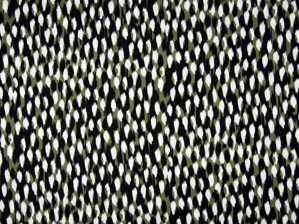 Viskose "Fleck-Dot" khaki/schwarz/weiss