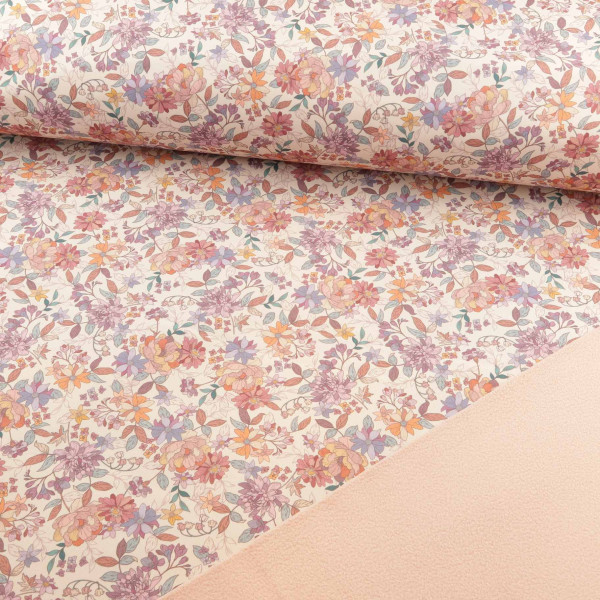 Softshell "Blumen" beige-rosa-orange