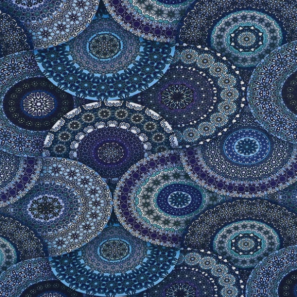 Bambus Jersey "Mandala" blau