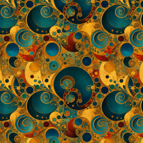 Viskose Twill "Spirals" senf/petrol