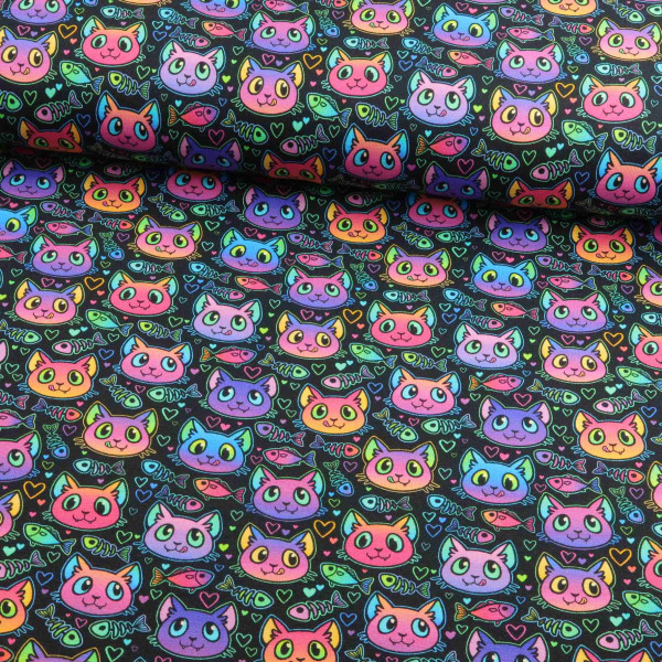 Sweat "neon cats" schwarz