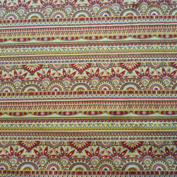 Baumwolljersey "Ethno Stripes" gelb/orange/rot