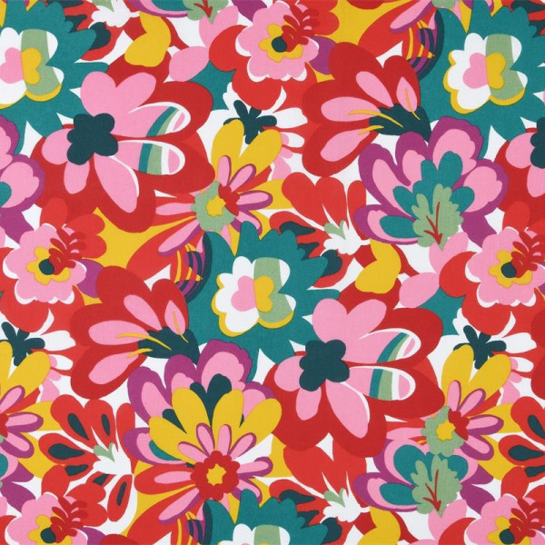 Baumwollstoff "Flower Power" bunt