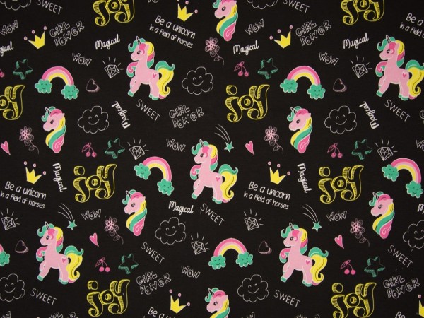 Sommersweat "Neon Unicorn" schwarz