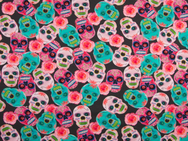 Baumwolljersey "Totenkopf-Skull" bunt