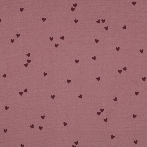 Musselin "Herzen" mauve