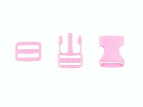 Steckschnalle + Gurtschieber 25mm "rosa"