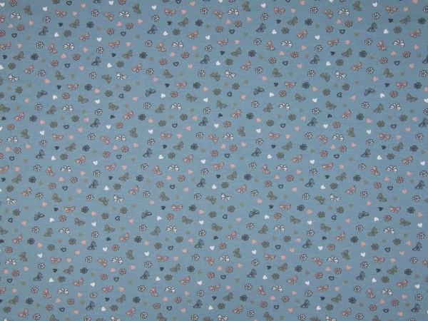 Baumwolljersey "Mascherl" jeansblau/rosa
