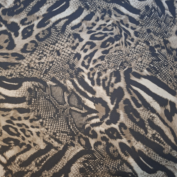 Baumwollsatin "Animals" taupe