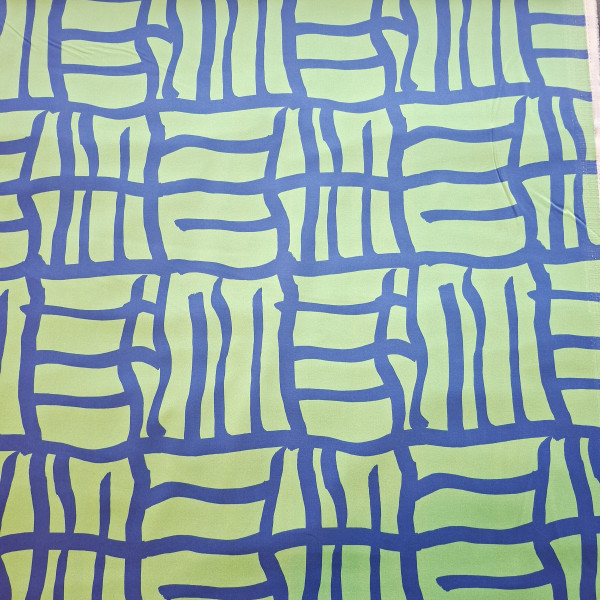 Baumwollsatin "Lines" lime/royalblau