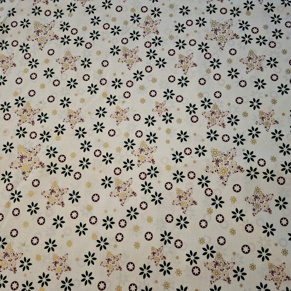 Baumwollstoff "Stars" dunkelgrün/bordo/gold