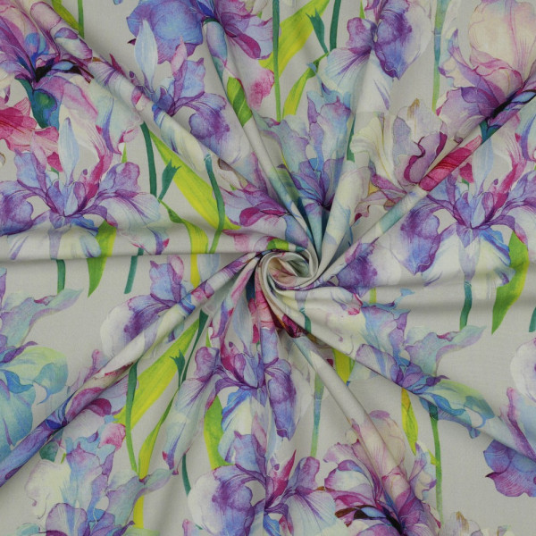 Viskose "Digital Flowers" lila/grau