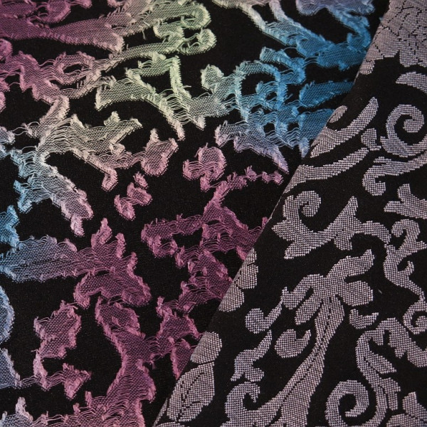 Jacquardjersey "Paisley" lila/blau/lime