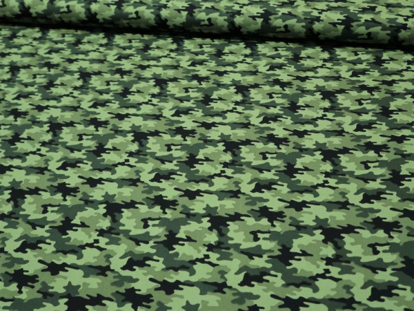 Baumwollstoff- Popeline "Camouflage-Dinosaurier" grün