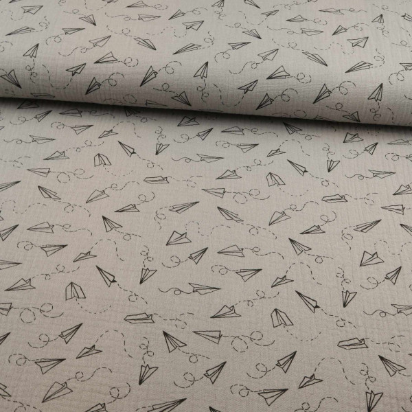 Musselin "Papierflieger" taupe