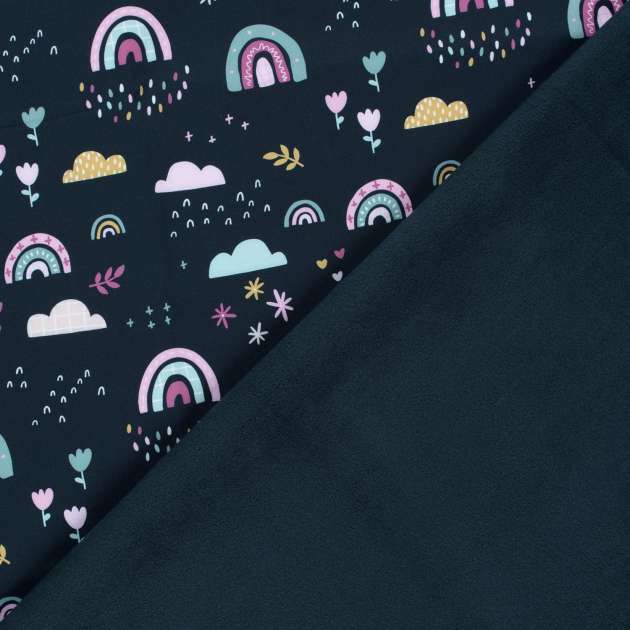 Softshell Stoff Regenbogen Blau Softshell Digital 