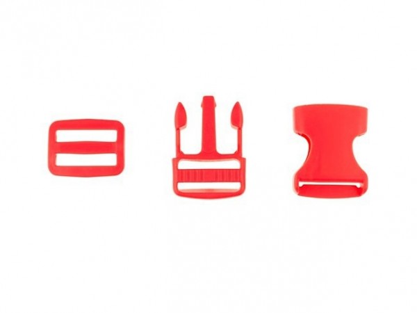 Steckschnalle + Gurtschieber 25mm "rot"