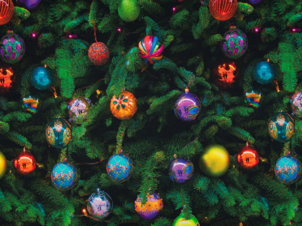 Baumwolljersey "Weihnachtskugeln"