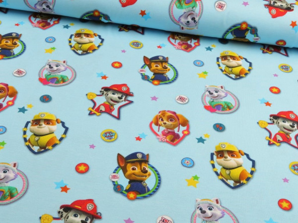 Baumwolljersey "Paw Patrol- Top Pup" hellblau