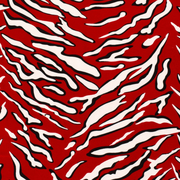 Viskosejersey "Zebra" rot/schwarz/weiss