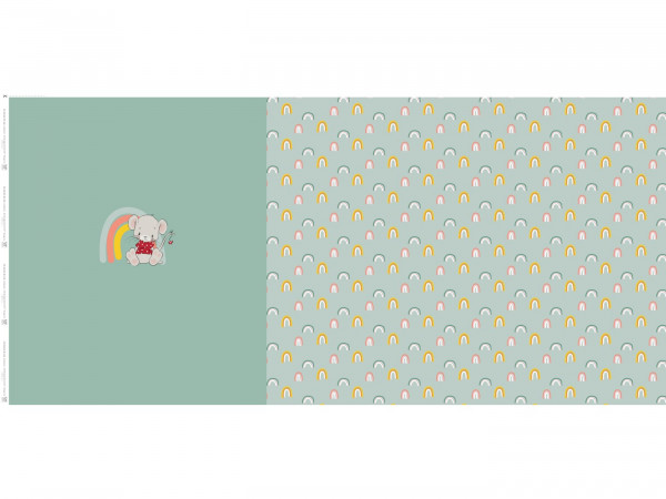 Baumwolljersey Panel "Regenbogenmaus" grün