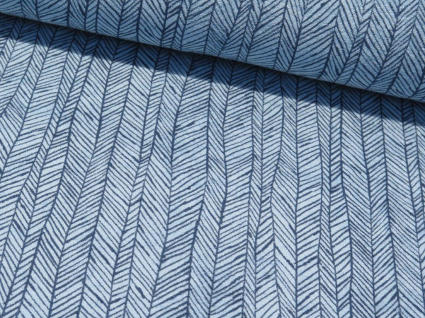 Stretch Frottee "Fischgräth" hellblau/jeans