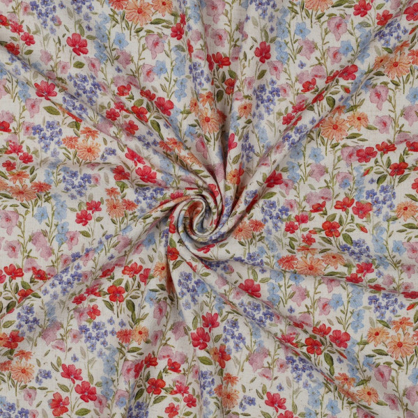 Viskose Leinen Digital "Flower" lieblich