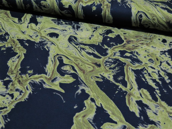 Viskosejersey "Splash" oliv/schwarz