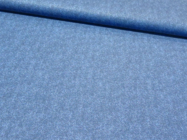 Baumwollstoff "Fischgrät" blau