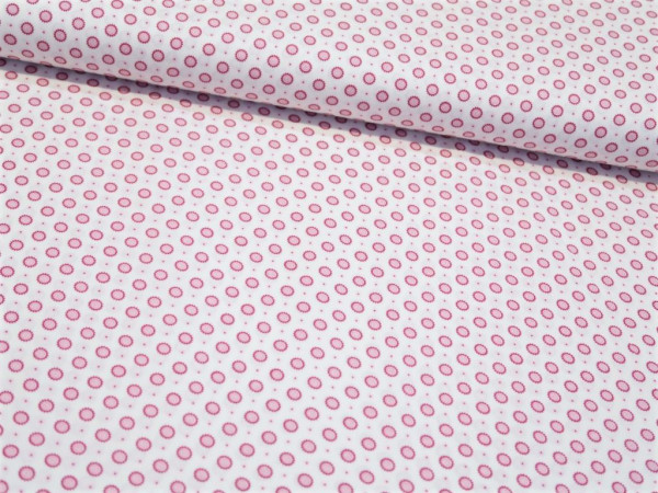 Baumwollstoff "mini Mandala" pink/weiss