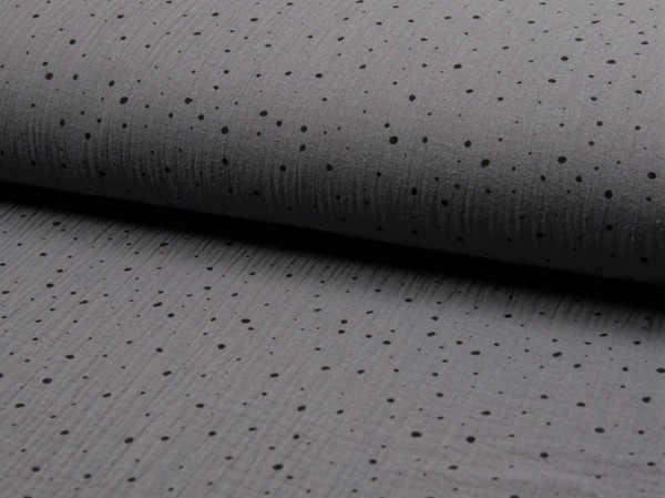 Musselin "Dots" dunkelgrau