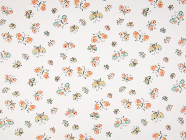 Baumwolljersey "watercolour Schmetterlinge" weiß
