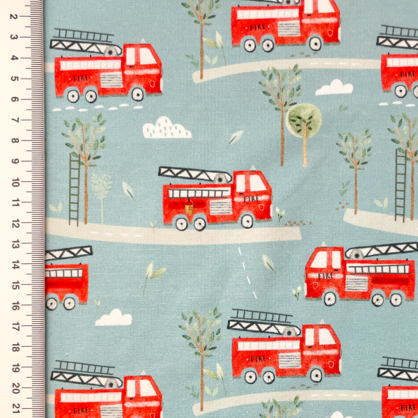 Baumwolljersey Little Jax "Feuerwehrauto"