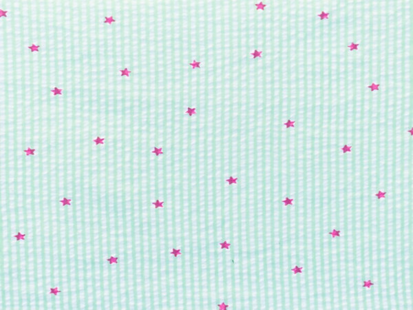 BW Gemisch Seersucker "Stripes&Stars" lime/pink