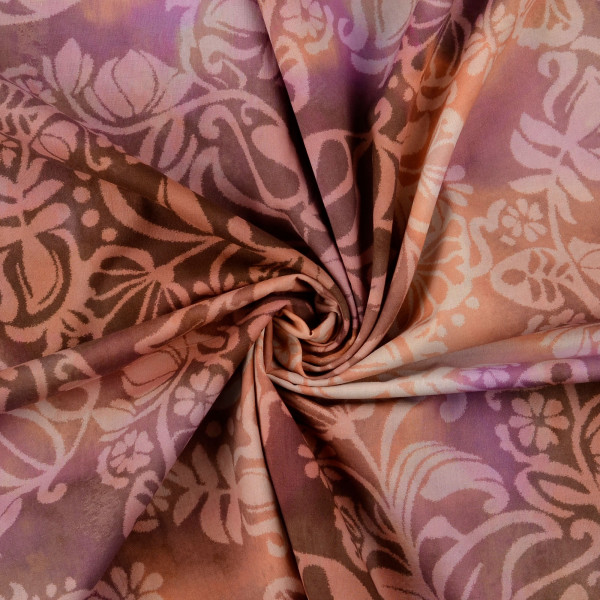 Baumwoll Batist "Blumenranken" bordo/braun