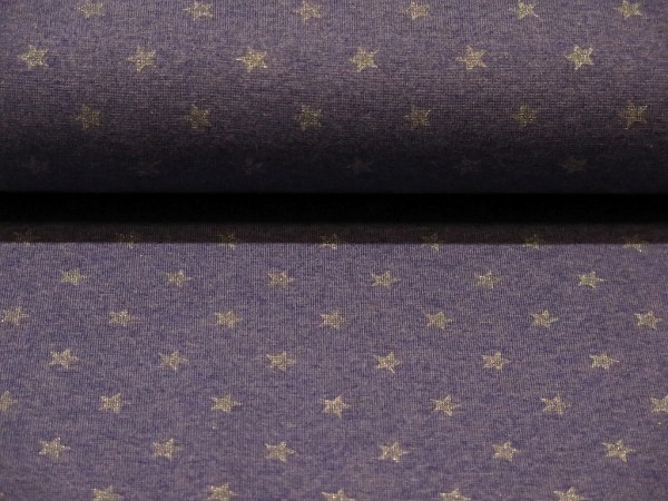 Bündchen glatt "Glitzer Sterne" jeansblau