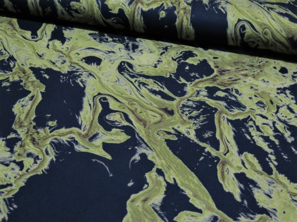 Viskosejersey "Splash" oliv/schwarz