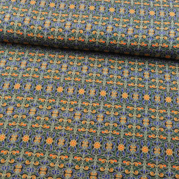 Viskose "ornament" dunkelgrün- blau
