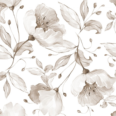 Dekostoff "Flower" weiß/beige