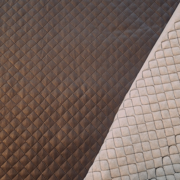 Kunstleder gesteppt "braun"