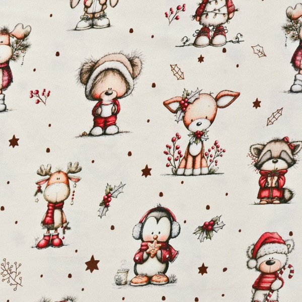 Baumwolljersey "Sweet Chrsitmas" ecrü